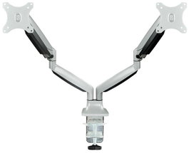 Tooq DB3132TNR Support Mural pour Double Écran 13 à 32 Pouces - VESA 75/100mm - Bras Articulé avec Piston à Gaz - Aluminium Argent 9kg/Bras