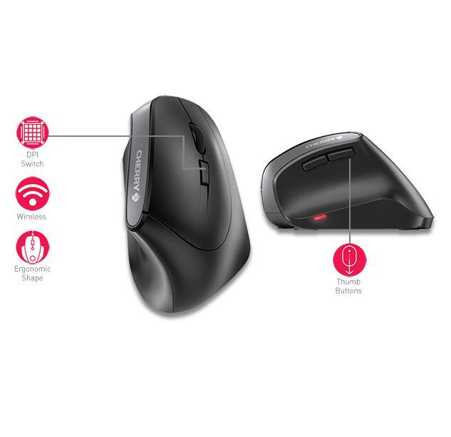 Cherry MW 4500, Souris verticale sans fil noire