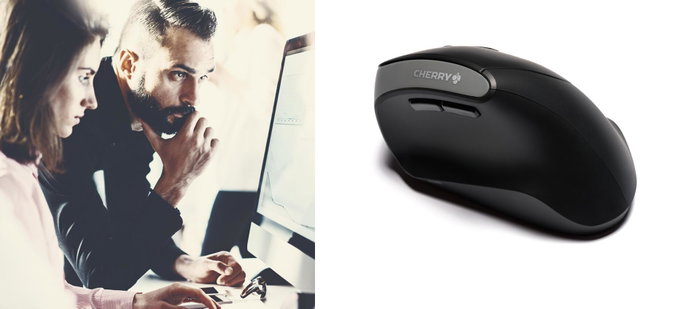 Cherry MW 4500, Souris verticale sans fil noire