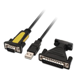 Nanocable Câble Convertisseur USB - A vers RS232 DB9 Mâle avec Adaptateur DB25, 1.8 m, Noir, Compatible Windows/Mac/Linux