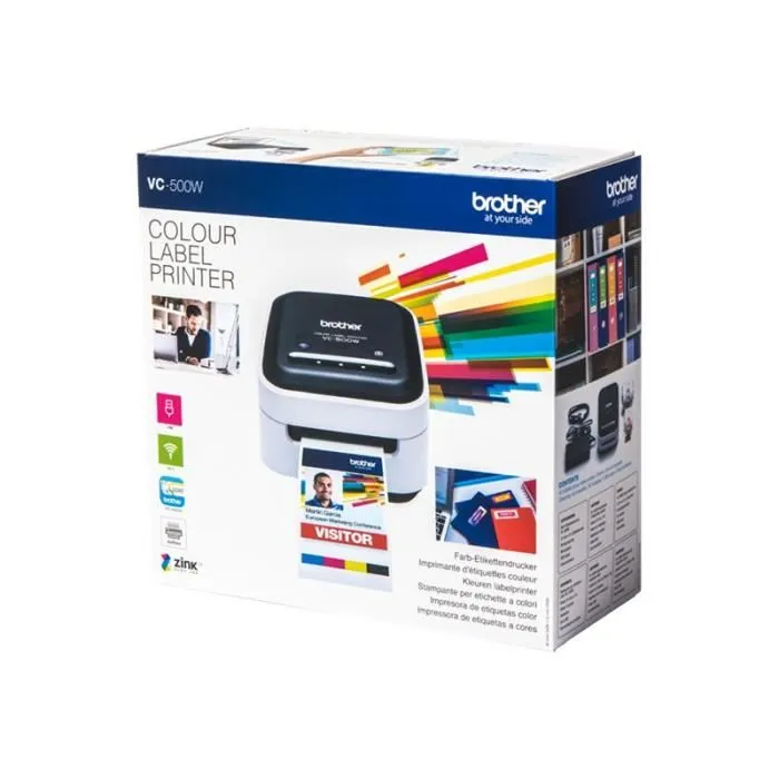 Brother VC-500W - Imprimante d'étiquettes couleur - Connexion WiFi et USB - Compatible PC/Mac - Logiciel P-touch Editor et Brother Color Label Editor