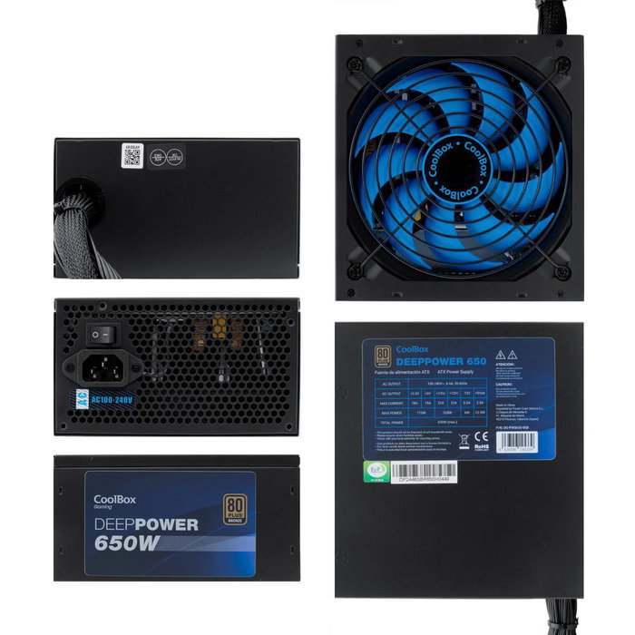 Coolbox Gaming Deeppower 650W Alimentation PC 80 PLUS Bronze Ventilateur 140mm Silencieux Full Range Coolbox Gaming Deeppower 650W Alimentation PC 80 PLUS Bronze Ventilateur 140mm Silencieux Full Range