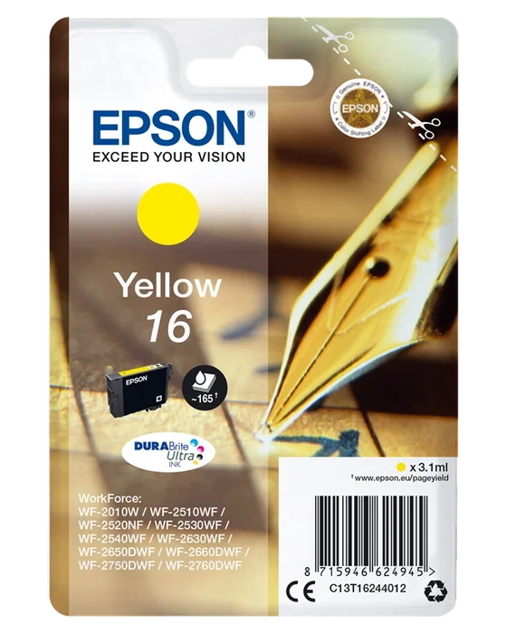 Epson C13T16224012 Cartouche d'encre cyan pour imprimante (Ink 16)
