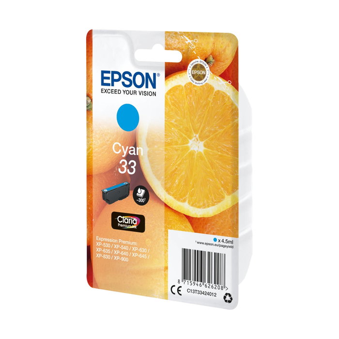Epson Cartouche d'encre Claria Premium 33 T3342 Cyan Epson Cartouche d'encre Claria Premium 33 T3342 Cyan
