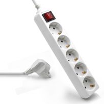 Ewent EW3916 Multiprise 5 Prises 16A avec Interrupteur Lumineux et Protection Enfants - Noir