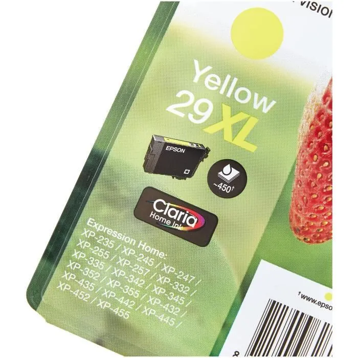 Epson Cartouche d'encre Jaune XL T2994 Fraise pour imprimante jet d'encre (C13T29944012) Epson Cartouche d'encre Jaune XL T2994 Fraise pour imprimante jet d'encre (C13T29944012)