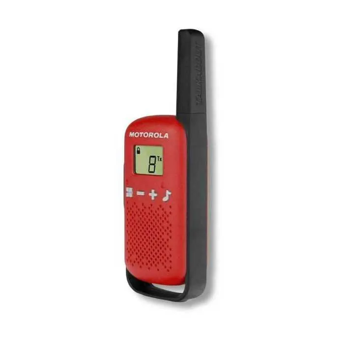 Motorola Talkies-walkies T42 Rouge, Portée 4 km, 16 Canaux, Écran LCD, Fréquence PMR446 (Sans Licence), Idéal pour Famille et Activités Extérieures