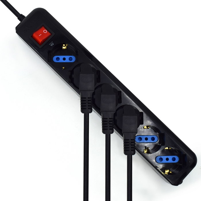 Ewent EW3924 Multiprise 6 Prises Schuko avec Interrupteur Protection Surtension Enfants 1,5m