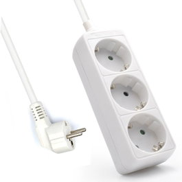 Ewent EW3958 Multiprise 3 Prises Schuko avec Protection Enfant, Blanc, 1.5m