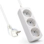 Ewent EW3958 Multiprise 3 Prises Schuko avec Protection Enfant, Blanc, 1.5m
