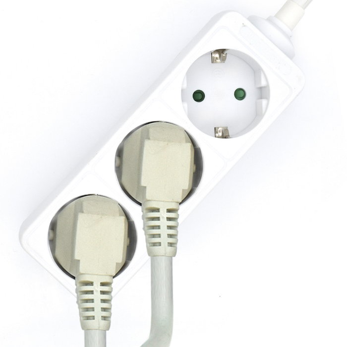 Ewent EW3958 Multiprise 3 Prises Schuko avec Protection Enfant, Blanc, 1.5m