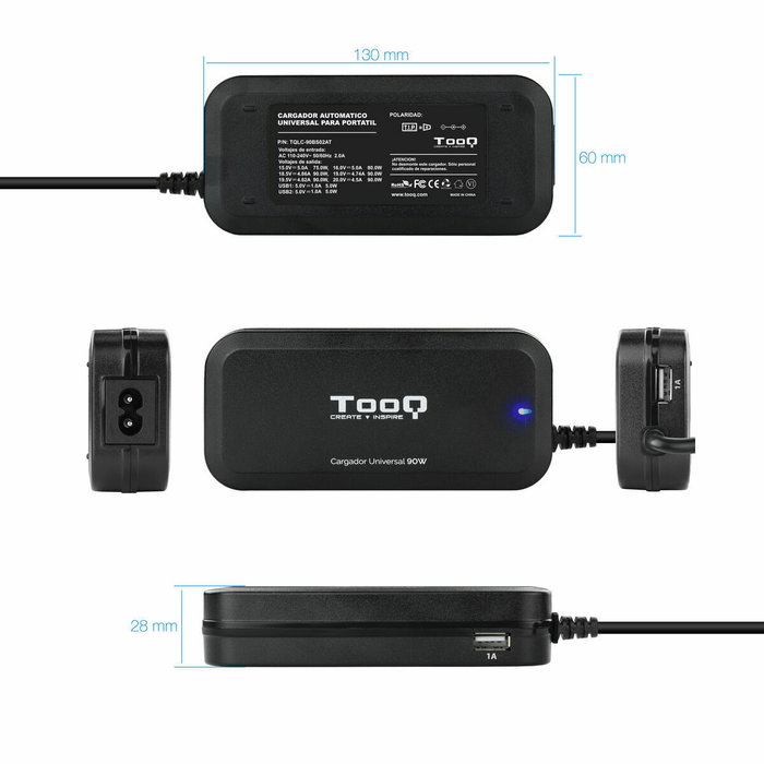 Chargeur d'ordinateur portable TooQ TQLC-90BS02AT 90 W