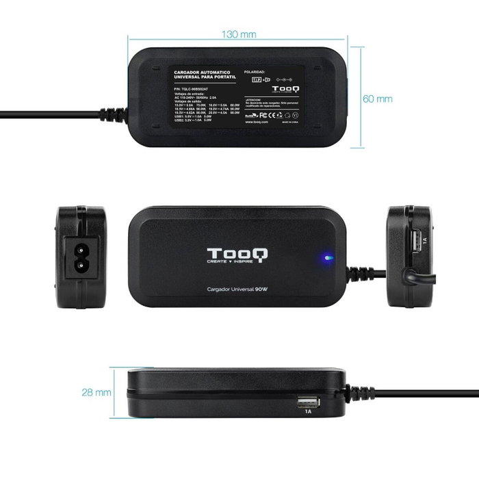 Chargeur d'ordinateur portable TooQ TQLC-90BS02AT 90 W