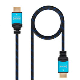 Nanocable 10.15.3710 Câble HDMI 2.0 4K@60Hz 10 m avec Connecteurs Dorés et Tresse Nylon
