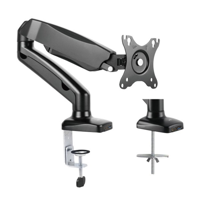 Ewent EW1515 Support de bureau avec ressort à gaz pour moniteur 34 pouces, montage VESA, USB 3.0, gestion de câbles