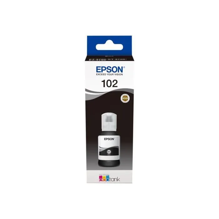 Epson 102 Cartouche d'encre originale noir 127 ml pour imprimante EcoTank ET-2700, ET-2750, ET-2756, ET-3700, ET-3750, ET-4750, Expression ET-2700, ET-2750, ET-3700