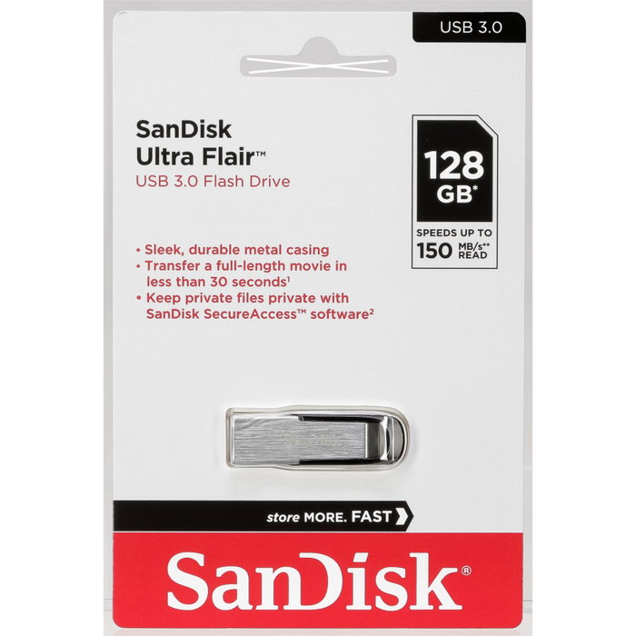 Sandisk Ultra Flair 128Go USB 3.0 Black, silver