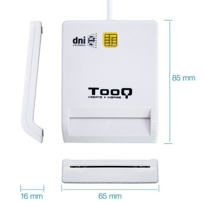 Tooq TQR-210W Lecteur de carte DNI électronique USB 2.0 Blanc