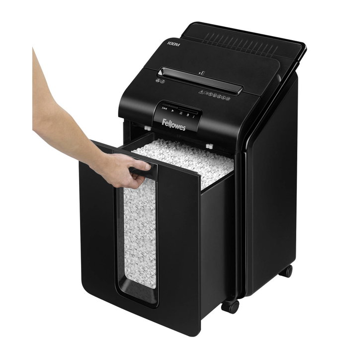 Fellowes AutoMax 100M Destructrice de documents automatique 100 feuilles Mini-Coupe 23L Noir