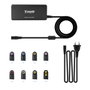 Tooq Chargeur Universel Portable 65W pour Ordinateur Portable avec USB et 8 Connecteurs DC - Modèle TQLC-65BS02AT