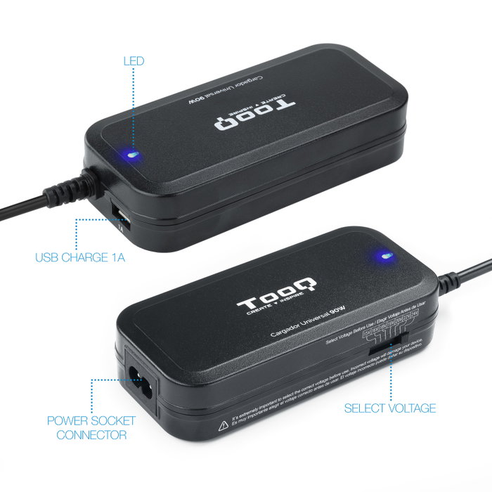 TooQ TQLC-90BS02M 90W Chargeur d'ordinateur portable universel