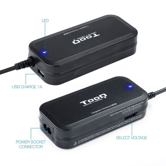 Chargeur d'ordinateur portable TooQ TQLC-90BS02M 90 W