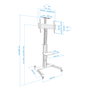 Tooq Support Sol TV 37-70 Pouces avec Plateaux, Inclinable et Rotatif, VESA 600x400, 50 kg, Argent