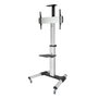 Tooq Support Sol TV 37-70 Pouces avec Plateaux, Inclinable et Rotatif, VESA 600x400, 50 kg, Argent