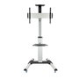 Tooq Support Sol TV 37-70 Pouces avec Plateaux, Inclinable et Rotatif, VESA 600x400, 50 kg, Argent