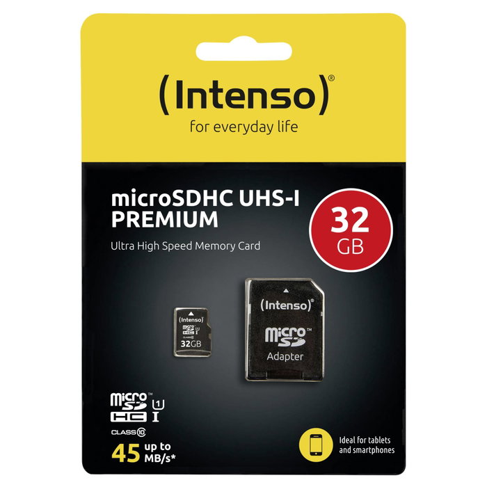 Intenso Carte mémoire Micro SD Premium 32 Go avec adaptateur Intenso Carte mémoire Micro SD Premium 32 Go avec adaptateur