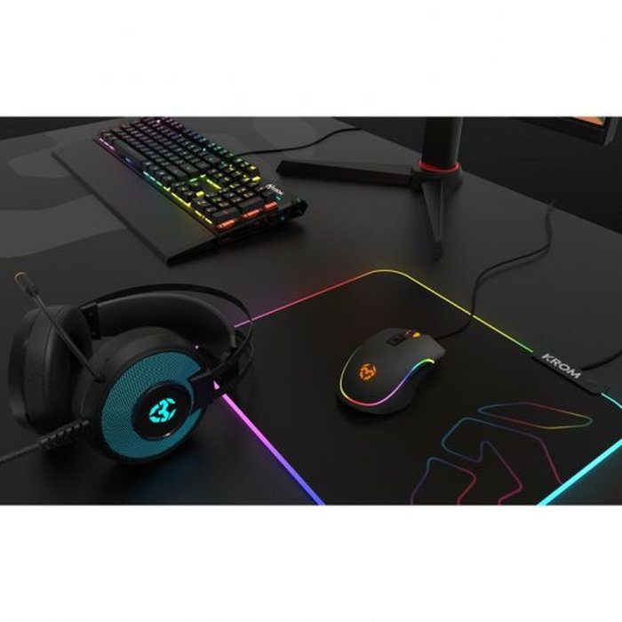 Tapis Gaming avec Eclairage LED Krom Knout RGB Noir