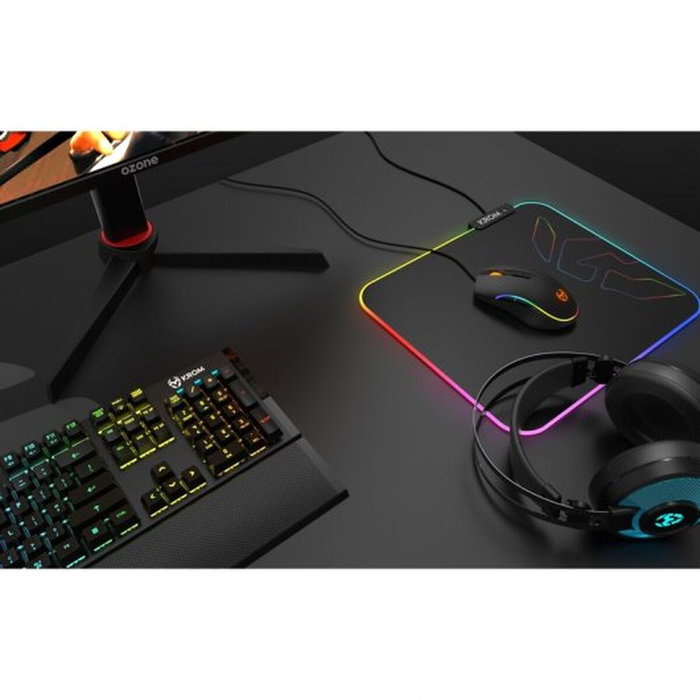 Tapis Gaming avec Eclairage LED Krom Knout RGB Noir