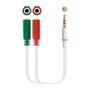 NANOCABLE 10.15.3501 Câble Adaptateur Audio Jack 3.5 mm Mâle 4 Broches vers 2 Jack 3.5 mm Femelle 3 Broches Blanc 20 cm