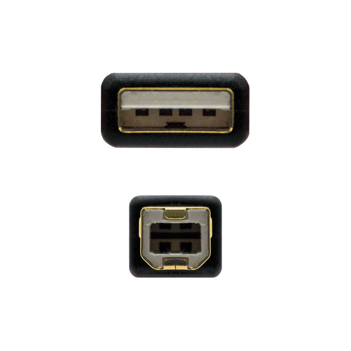 Nanocable Câble USB 2.0 Type A vers Type B Mâle, 3 mètres, avec ferrite, blindé or 24K, noir Nanocable Câble USB 2.0 Type A vers Type B Mâle, 3 mètres, avec ferrite, blindé or 24K, noir