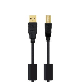 Nanocable 10.01.1205 Câble USB 2.0 A mâle vers B mâle avec Ferrite, 2 mètres, Noir
