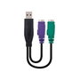Nanocable 10.03.0101 Adaptateur USB A 2 x PS/2 HEMBRA/MÂLE pour Clavier et Souris
