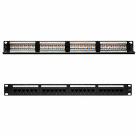 Nanocable Panel de brassage 24 ports RJ45 Cat.6 UTP 19" 1U Dual IDC Noir