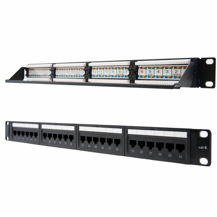 Nanocable Panel de brassage 24 ports RJ45 Cat.6 UTP 19" 1U Dual IDC Noir Nanocable Panel de brassage 24 ports RJ45 Cat.6 UTP 19" 1U Dual IDC Noir