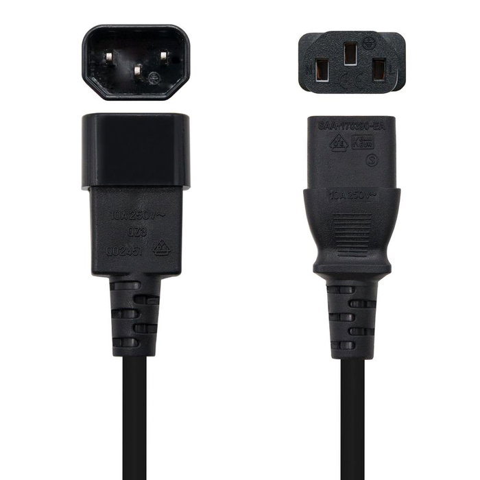 Nanocable Câble d'alimentation C13 vers C14 1,5 m - Noir Prolongateur pour PC et Moniteur