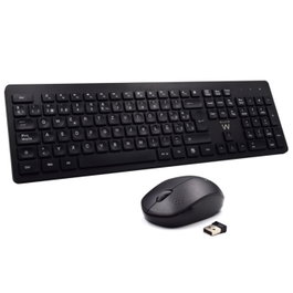 Ewent EW3256 Clavier et Souris Sans Fil Disposition Espagnole QWERTY Multimédia 2.4G