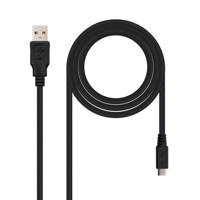 Nanocable Câble USB 2.0 A vers Micro USB 0,8 mètre Noir Nanocable Câble USB 2.0 A vers Micro USB 0,8 mètre Noir