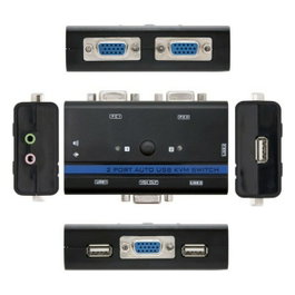 Nanocable Commutateur KVM VGA USB 1U - 2 PC + Câbles - Noir