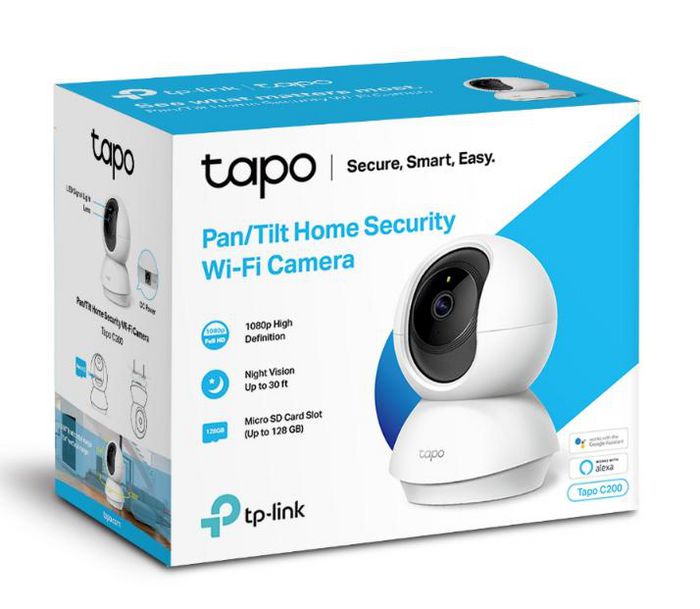 TP-Link Caméra de sécurité WiFi Tapo C200 1080p Full HD, inclinable et rotative, vision nocturne, détection de mouvement, audio bidirectionnel