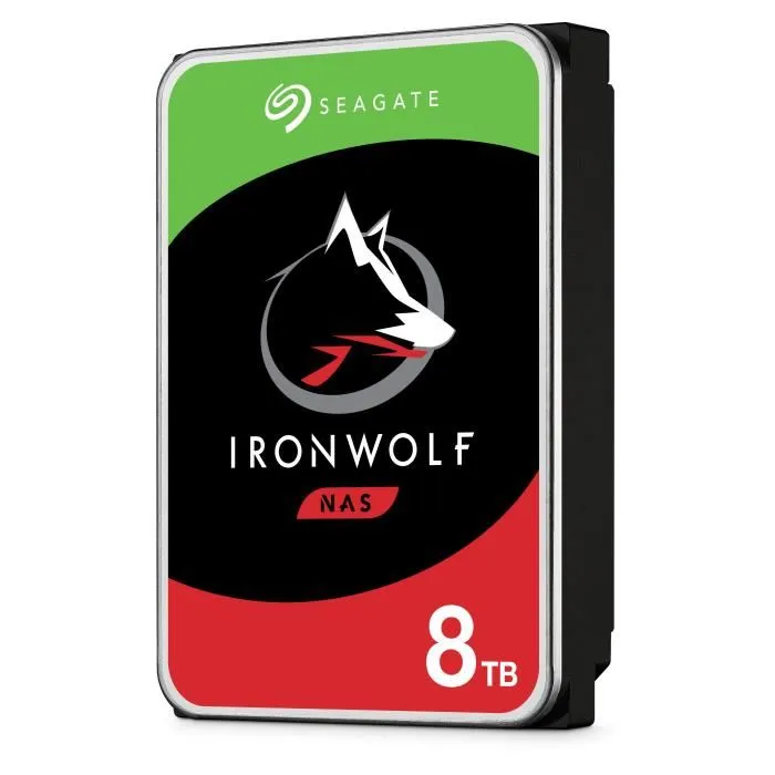 Seagate IronWolf Disque dur interne NAS 8 To SATA III 6 Gb/s 7200 tr/min AgileArray, 3.5 pouces Seagate IronWolf Disque dur interne NAS 8 To SATA III 6 Gb/s 7200 tr/min AgileArray, 3.5 pouces