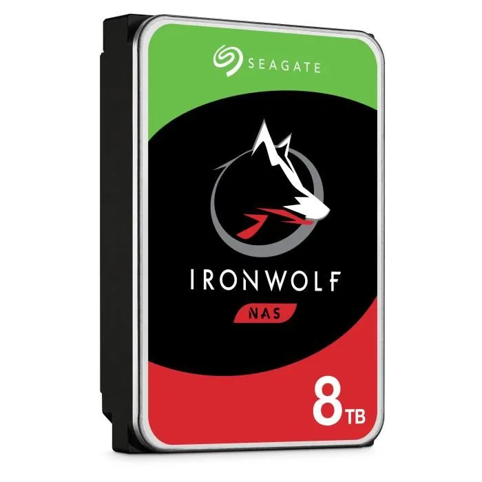 Seagate IronWolf Disque dur interne NAS 8 To SATA III 6 Gb/s 7200 tr/min AgileArray, 3.5 pouces Seagate IronWolf Disque dur interne NAS 8 To SATA III 6 Gb/s 7200 tr/min AgileArray, 3.5 pouces