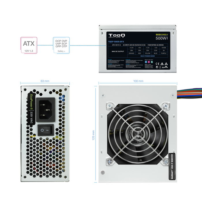 TooQ Ecopower II TQEP-500S 500W SFX TooQ Ecopower II TQEP-500S 500W SFX