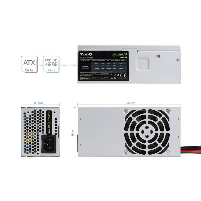 Bloc d’Alimentation TooQ Ecopower II TFX OEM ATX 500 W