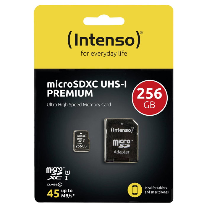 Intenso Carte mémoire Micro SDXC UHS-I Premium 256 Go avec adaptateur Intenso Carte mémoire Micro SDXC UHS-I Premium 256 Go avec adaptateur