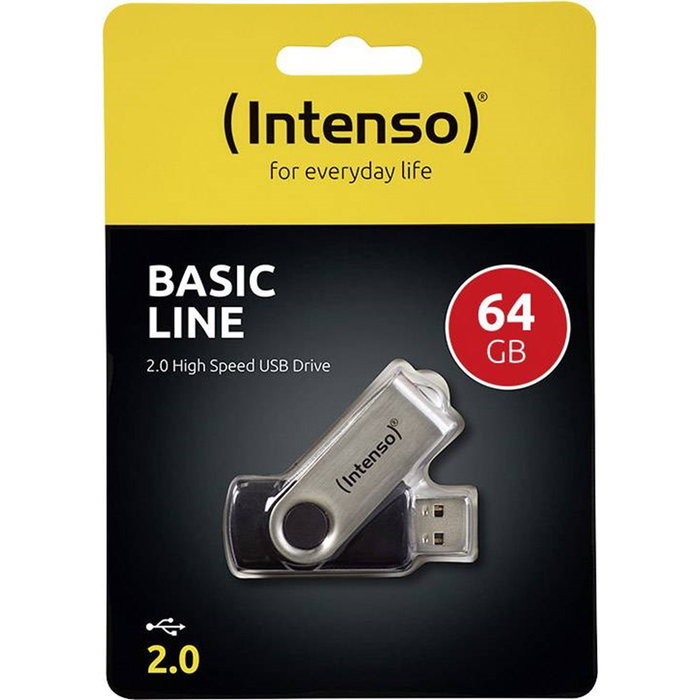 Intenso 3503490 Clé USB 2.0 Basic 64Go Noir et Argent