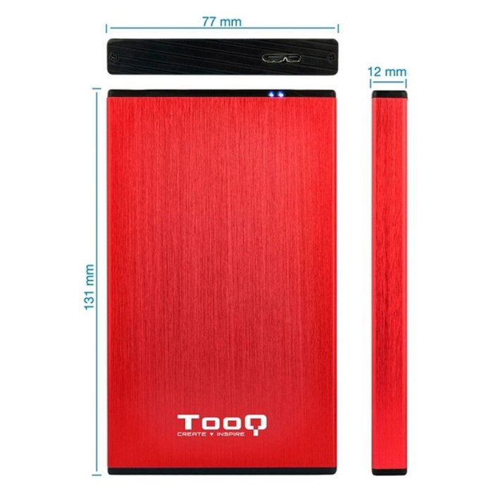 TooQ TQE-2527R Boîtier pour disque dur 2,5 pouces, Rouge